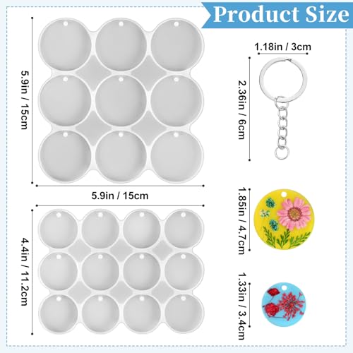 Resin Keychain Molds with Hole, Set of Round Keychain Casting Molds - color: Round Resin Pandant Molds