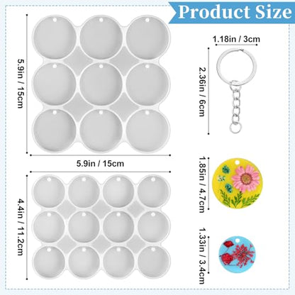 Resin Keychain Molds with Hole, Set of Round Keychain Casting Molds - color: Round Resin Pandant Molds
