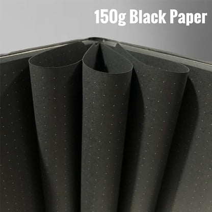 BUKE Dotted Journal - 150gsm Black Paper - 5 * 5mm DOT GRID Layout 160 Pages - A5 Size PU Leather Hardcover Drawing Sketch Notebook (Green) - color: Green