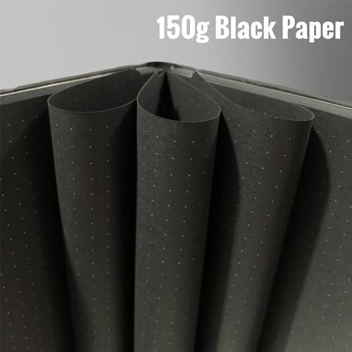 BUKE Dotted Journal - 150gsm Black Paper - 5 * 5mm DOT GRID Layout 160 Pages - A5 Size PU Leather Hardcover Drawing Sketch Notebook (Purple) - color: Purple