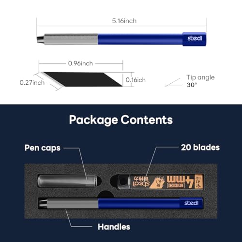 Stedi All Metal Craft Hobby Knife Kit, Model Hobby Making Tools | Precision Craft Knife with 20PCS Blades for Gundam, Scale Military Model, 3D Resin Parts Blue - color: Blue