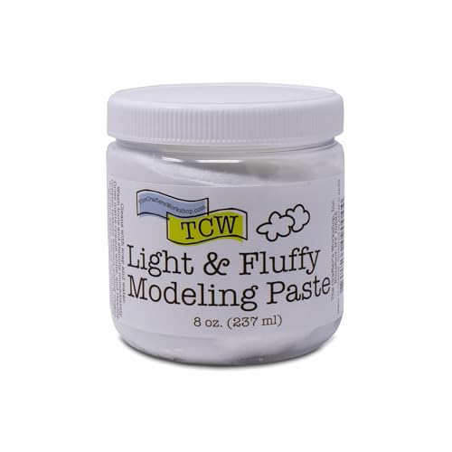 The Crafter's Workshop Modeling Paste for Textured Art - Dimensional Paste for Stenciling, Acrylic Painting - Boutique Quality, 8 oz Jar - color: White, style: Light & Fluffy