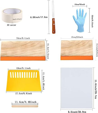 Caydo 23 Pieces Screen Printing Starter Kit, 3 Wood Frames with Mesh | Includes squeegees, inkjet transparency film, ink knife, mask tape, 3 sizes, DIY screen printing supplies for beginners - style: 23pcs