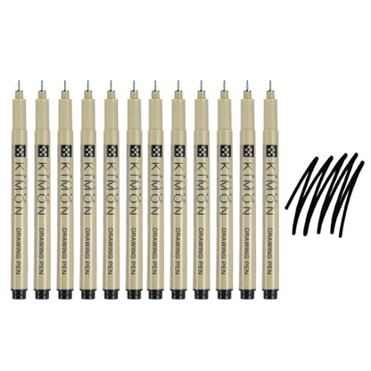PATIKIL Fineliner Pens, 0.35mm Fine Points Drawing Pen Waterproof Inking Markers Liner Artist Watercolor Supplies Drawing Kit for Adult Sketching Journaling, Pack of 12 - style: 0.35mm Fine Points