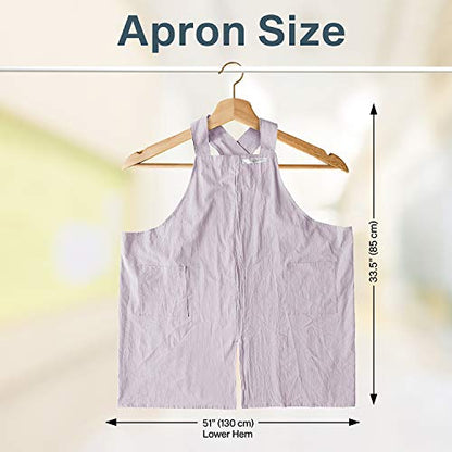 Cotton Aprons for Women and Men | Cross-Back Apron with Pockets - color: Pink