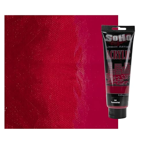 Soho Urban Artist Heavy Body Acrylic Paint - 250 ml Tube - Permanent Red - Thick, Rich Color, Excellent Coverage, Professional Quality - Artists Acrylic Paint - color: Permanent Red, size: 8.45 Fl Oz (Pack of 1)