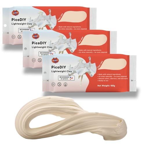 Air Dry Clay Lightweight, Flexible Modeling Clay for Adults Arts and Crafts | Professional & Moldable, Soft & No-Stick, Polymer Clay for Sculpting, Molding,Anime Figures,Making Costumes,DIY Projects - color: Skin-3 Packs