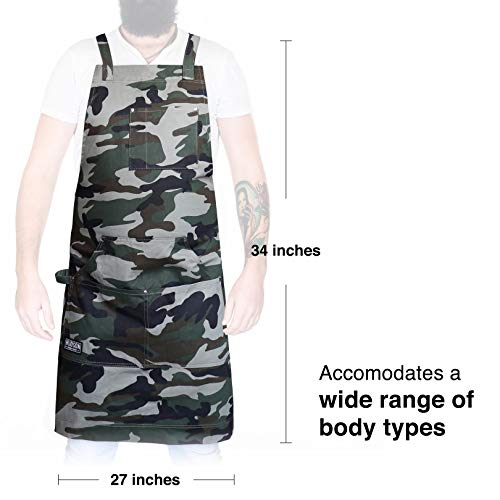 Hudson Durable Goods - Professional Grade Chef Apron for Kitchen, BBQ & Grill - color: Camouflage