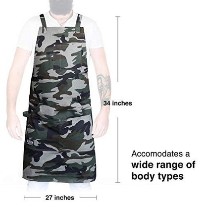 Hudson Durable Goods - Professional Grade Chef Apron for Kitchen, BBQ & Grill - color: Camouflage