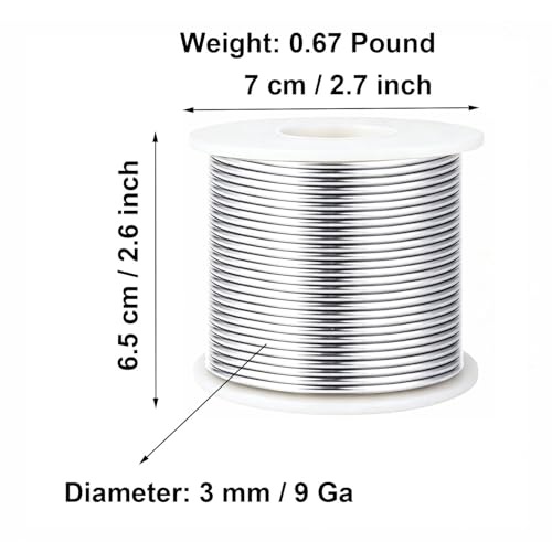 9GA 3MM，0.67 Pound 50 ft Silver Aluminum Wire for Crafting Bendable Sculpting Wire, Tarnish Resistant for Jewelry Making, Sculpture & DIY Art Crafts - color: Silver, size: 9GA 3MM