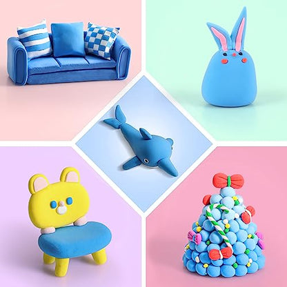 ifergoo 500g Blue Air Dry Clay, 1.1LBS DIY Creative Modeling Clay for Kids | Refill Foam Magic Clay for School Art & Craft Project, Slime Supplies, Ultra-light & Soft, Gift for Age 3-12 Boys & Girls - color: Blue/500g