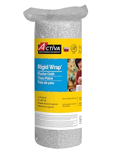 Activa Rigid Wrap Plaster of Paris Cloth, 6-in x 15-ft | Ideal Sculpting Medium for Arts & Crafts | Easy to use just dip in water, extra creamy for a smooth finish, cuts with scissors, dries hard in 5 minutes, paintable - size: 8" X 15'