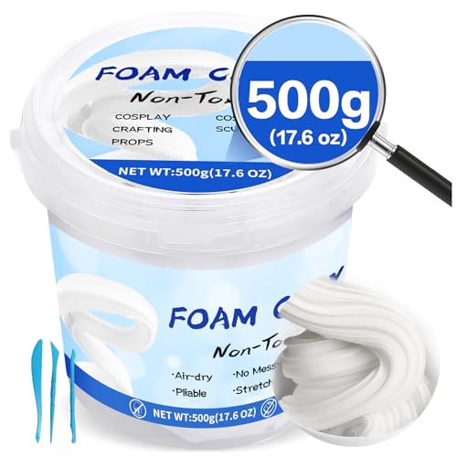 LEICHTEN 17.6oz Air Dry Foam Clay Safe Modeling Clay for Cosplay DIY Crafts | Non-Toxic Safe Air Dry Foam Clay, Lightweight Soft Modeling Clay for Cosplay, Art Crafts & DIY Handmade Projects