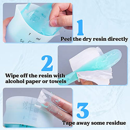 LET'S RESIN Silicone Measuring Cups, 450 ml and 100 ml Mixing Kit | Two-scale reusable silicone cups and stirring sticks are easy to clean for resin molds, pigments and glitter tumblers - size: 450ml