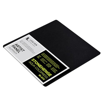 Legion Artist Panel, 1/8" Composite Brushed Aluminum with Stonehenge Aqua Coldpress Black, 100% Cotton, 140lb Paper, 6 x 6 inches for Wet Media - size: 6 x 6
