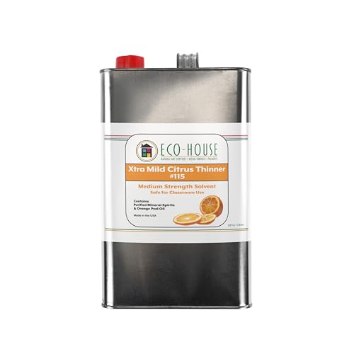 Eco House 115 Xtra Mild Paint Thinner – Citrus Scent, Low Odor, Safe Alternative to Turpentine – Eco-Friendly Solvent for Oil Paints, Natural Resins & Varnishes – 3.78L (1 Gallon) - size: 128 Fl Oz (Pack of 1)