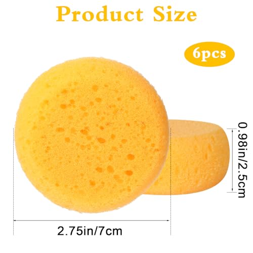 6Pcs Pottery Sponges for Clay, 2.5inch Round Craft Small Yellow Painting Sponge, Synthetic Sponges for Pottery and Cleaning Horse Saddle, Watercolors Painting Sponge, Pottery Tools and Supplies