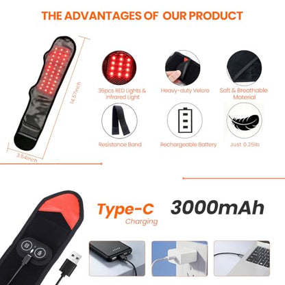 Red Light Therapy Wrap with Heating Vibration for Ankle Foot Wrist | Relieve ankle wrist, hand & foot pain,660nm Red & 850nm Infrared Light,3‑Level Heating | 3 Vibration Modes,3000mAh Battery