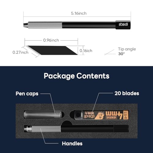 stedi Craft Hobby Knife Kit, Model Hobby Making Tools, All Metal Precision Craft Knife with 20PCS Blades for Gundam, Scale Military Model, 3D Resin Parts | Precision Craft Knife with 20PCS Blades for Gundam, Scale Military Model, 3D Resin Parts Black - co