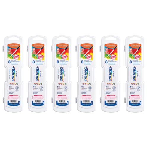 Prang Semi-Moist Watercolors 8-Color Oval Pan Set, Pack of 6 | Refillable, Wax-Free Pigments, Mixing Tray in Lid, Size 6 Paintbrush Included - style: 8 Count (Pack of 6)