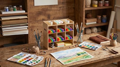 Bamboo wood marker Organizer - 150+ Capacity Marker - Additional Art Supply Storage Rack for Alcohol Markers, Pens, painting pigments, and Pencils - Art Supply Storage for Office & School