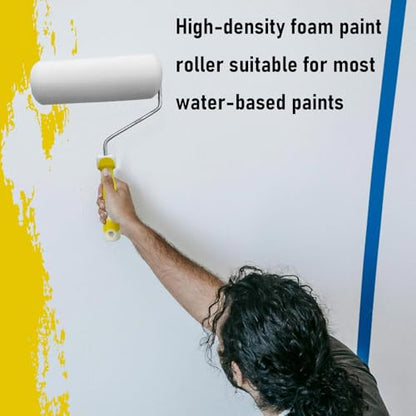 2 Pack Foam Paint Roller Covers, 9 Inch Paint Rollers with 2 Frame | High Density Foam Paint Roller Kit for Painting Walls, Cabinet, Ceilings, House