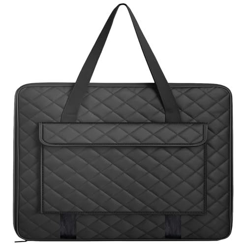 JJRING 24x36 Quilting Canvas Art Portfolio Case Bag, Black | Lightweight Portable Storage Case For Posters, Artwork, Drawing & Sketching Boards - size: 24*36