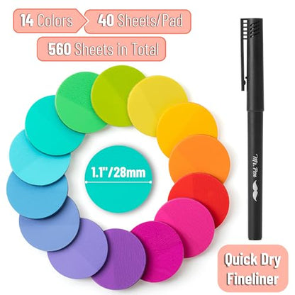 Mr. Pen- Round Transparent Sticky Notes, 1.1” Diameter, 14 Pads, 560 Sheets - color: Candy, size: 560 pcs