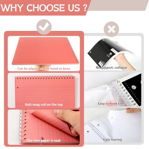 10 Packs 8.5 x 11 inch Top Spiral Notebook with 3 Hole Punched Legal Pads 40 Sheets College Ruled Notepad Hard Cardboard Paper Wirebound Pads for Business School Office Home Supplies (Retro) - color: Retro