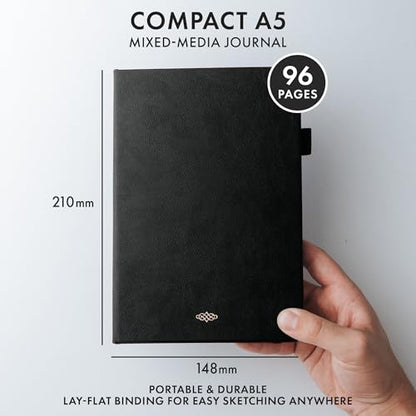 Wordsworth & Black Mixed Media Journal, 96 Pages, A5 Paper, Black - color: Black
