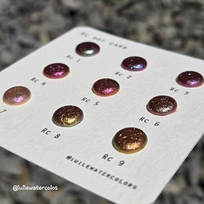 IUILE Handmade Watercolor Paints - RC Dot Card (9 colors). Color Shift, Metallic, Shiny, Shimmer - color: RC Dot