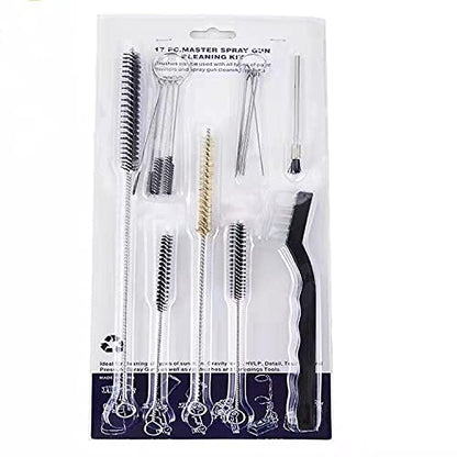 DECFLO 17 PCS Paint Spray Gun Cleaning Maintenance Brush Kit - Wire Lubricant Cleaner w/Nylon Mini Brushes and Needles for Tattoo Equipment，HVLP Airbrush Nozzles