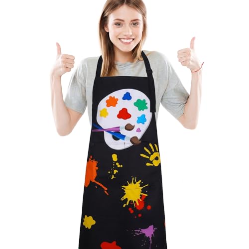 Painting Artist Apron with Pockets, Waterproof Painting Aprons for Adults, Adjustable Art Apron Bib Apron - color: Style 7