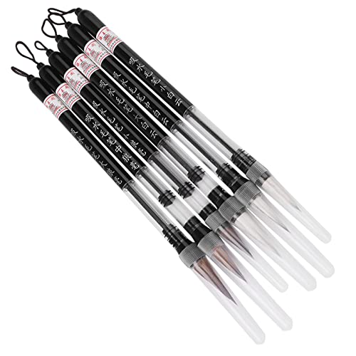 LiebeWH Water Brush Pen Set 6Pcs Refillable for Watercolor Painting Chinese Calligraphy Hand Lettering Travel Art Supplies Beginners and Professionals