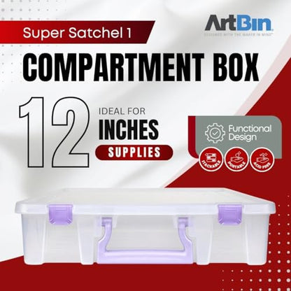 ArtBin Essentials 12 x 12 One-Compartment Craft Box, Clear | One Open Compartment, 15.25 x 14 x 3.5 Inches, Secure Latches, Stackable, Durable Polypropylene - color: Purple