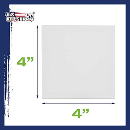 U.S. Art Supply 4x4 Mini Canvases for Painting, 12 Pack Bulk | Small Stretched Artist Canvas Professional Primed - Ideal for Arts & Crafts - size: 4" x 4" - Pack of 12