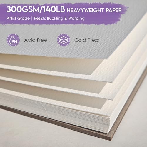 KOVIEDE 100% Cotton Watercolor Paper Pad 5.5"x8.5" (3 Pack, 90 Sheets) - color: Floral-3 Pack, size: 5.5“x8.5"