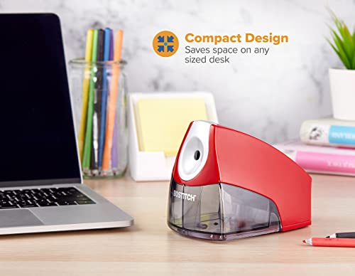 Bostitch Office Electric Pencil Sharpener for Classroom & Desk Use, Heavy-Duty Stall-Free Motor, High-Capacity Shavings Tray, Red (Pack of 6) - color: Red (Pack of 6)