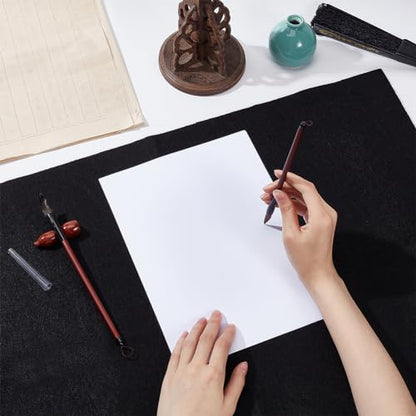BENECREAT 27.5x19.6inch Chinese Calligraphy Drawing Felt Mat, Black Xuan Paper Painting Felt Desk Pad for Practice Calligraphy Traditional Chinese Painting, 3mm Thick