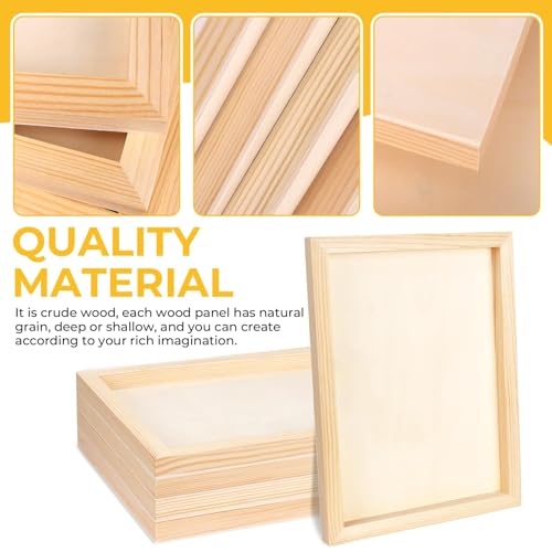 FSWCCK 5 Pack 9 x 12 inch Wood Panel Boards, Unfinished Wood Canvas Panels for Crafts, Painting Canvas, DIY Art Projects, Pouring, Arts Use with Oils, Acrylics - size: 9"X 12" 5 Pack