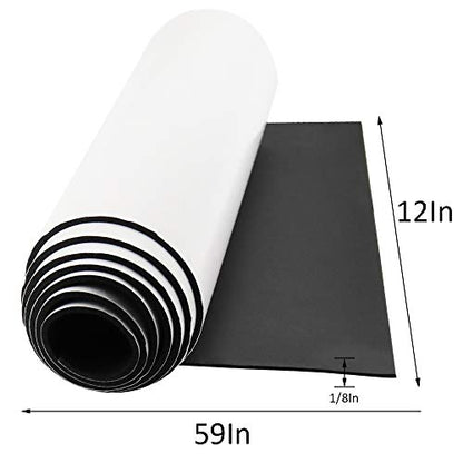 DGSL Foam Insulation Neoprene Sheets with Adhesive, 12''W x 59''L x 1/8''T | Weatherproof Soundproof Padding for Automotive, Multi-Function Soundproof Large Closed Cell Neoprene Rubber Roll, Black - color: Black, size: 12 in x 59 in x 1/8 Inch