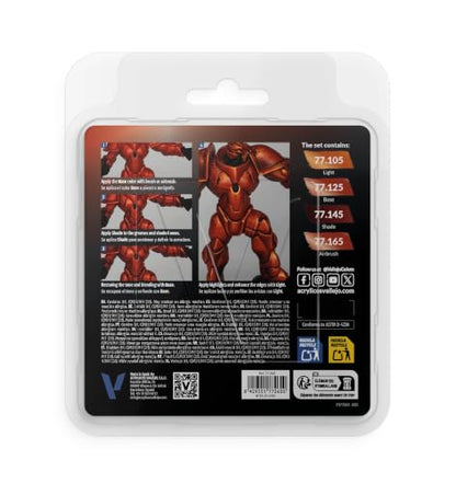 Vallejo - Forged Red Set, True Metallic Metal, 4 Bottles x 0.6 fl.oz. - color: Forged Red