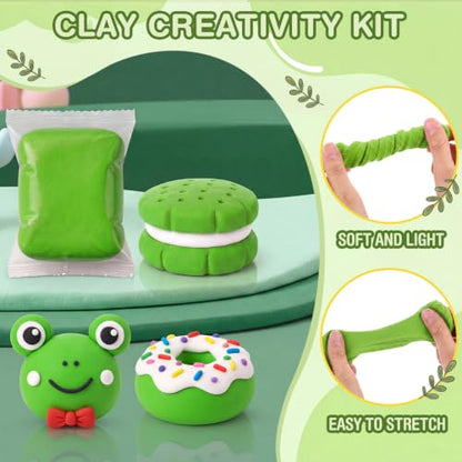 VioraWhite 100 Pcs Air Dry Clay Bulk Modeling Clay for Kids Lightweight Foam Modeling Clays DIY Molding Clays for Kids Adults Crafts Gifts School Project Supplies (Green) - color: Green