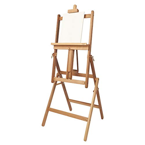 Mabef M33 Studio Easel, Oiled Beech Wood Adjustable Indoor Easel Convertible to Painting Table, Supports Oil, Acrylic, Watercolour, Pastel - style: Adjustable,Compact