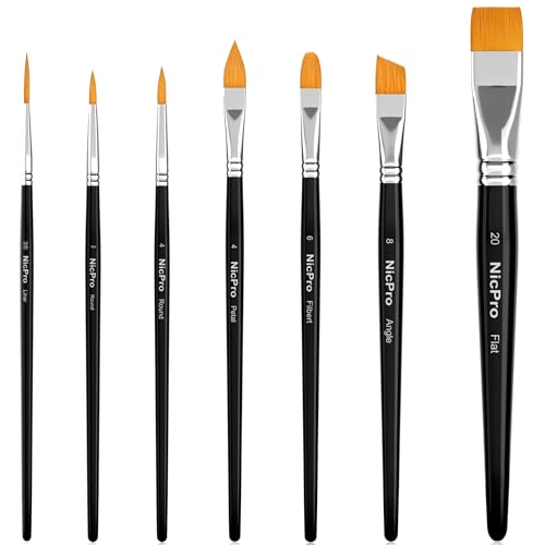 Nicpro Face Paint Brush Set, 7PCS Professional Face & Body Painting Brushes - color: Black