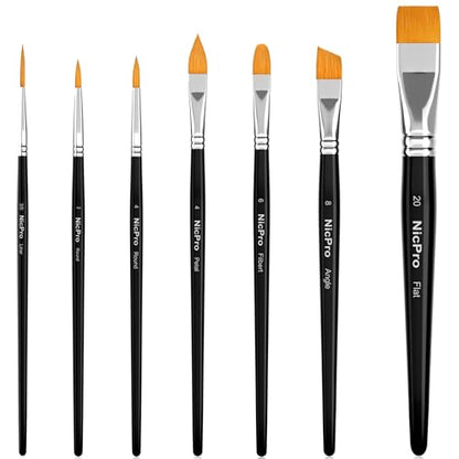 Nicpro Face Paint Brush Set, 7PCS Professional Face & Body Painting Brushes - color: Black