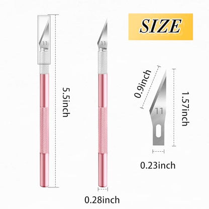 JTIEO Exacto Knife,74 Pack Hobby Knife with 4 Upgrade Sharp Hobby Knives and 70 Spare Exacto Knife Blades for Art,Stencil,Scrapbooking (Pink) - color: Pink