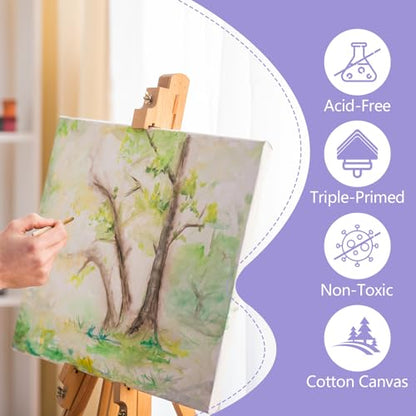 ESRICH Stretched Canvas for Painting, 8 Pack Canvases for Painting 11x14, 5/8 in Profile Primed White Painting Canvas for Oil & Acrylic Paint. - size: 11x14in-8P
