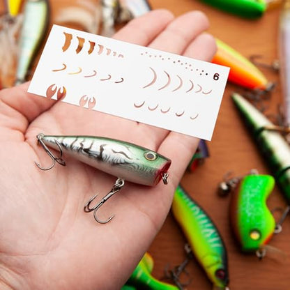 6 Pieces Lure Stencil Kit Fishing Lure Airbrush Stencil Reusable Milky Translucent Plastic Painting Template (Style B) - style: Style B