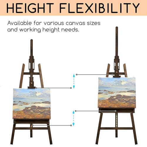 MEEDEN Easel for Painting: Adjustable Solid Beech Wood Studio Easel for Adults with Brush Holder, Holds Canvas up to 48" - color: Gray